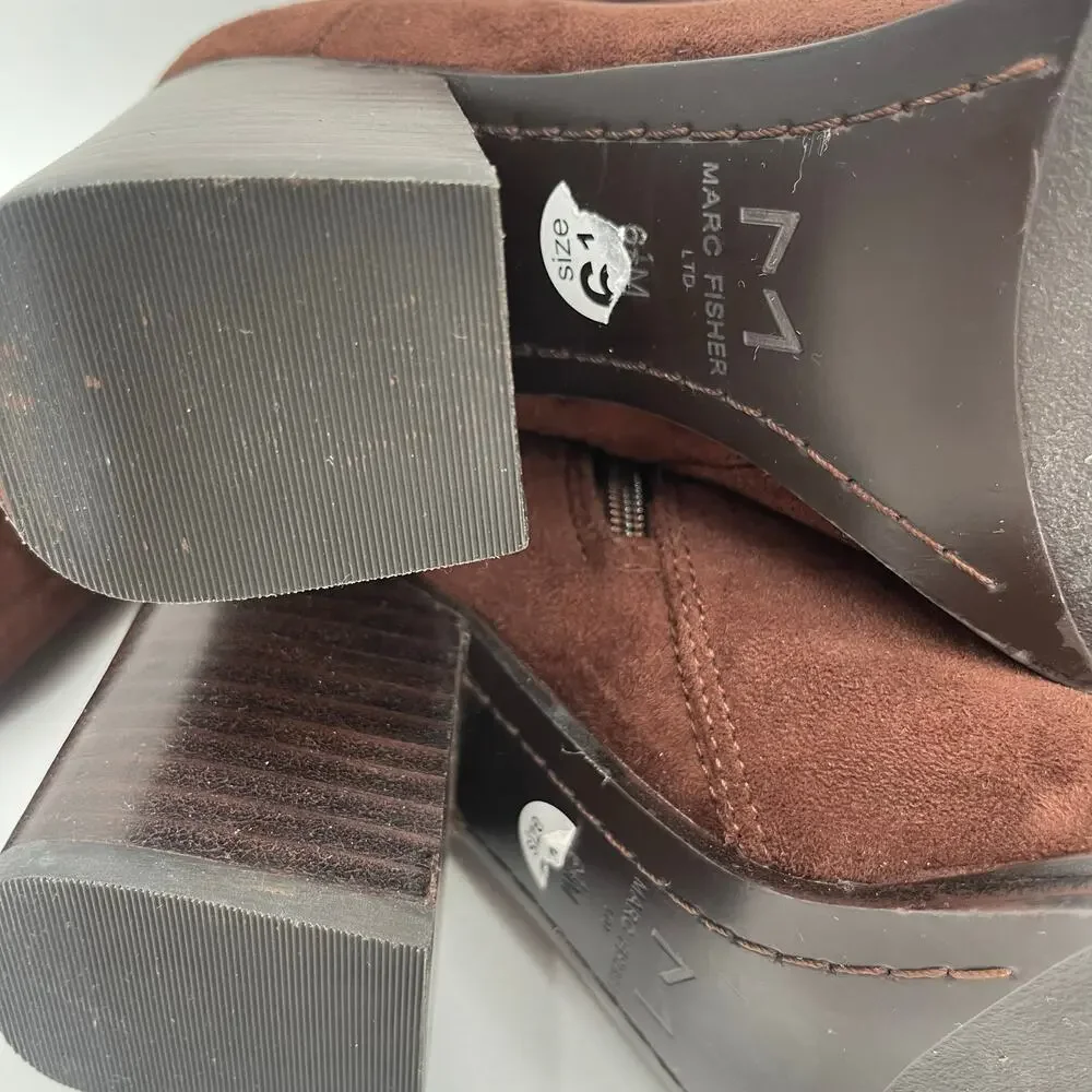 MARC FISHER LTD Onyse Boots Size 6.5 Faux Suede Chocolate Brown NEW Over Knee